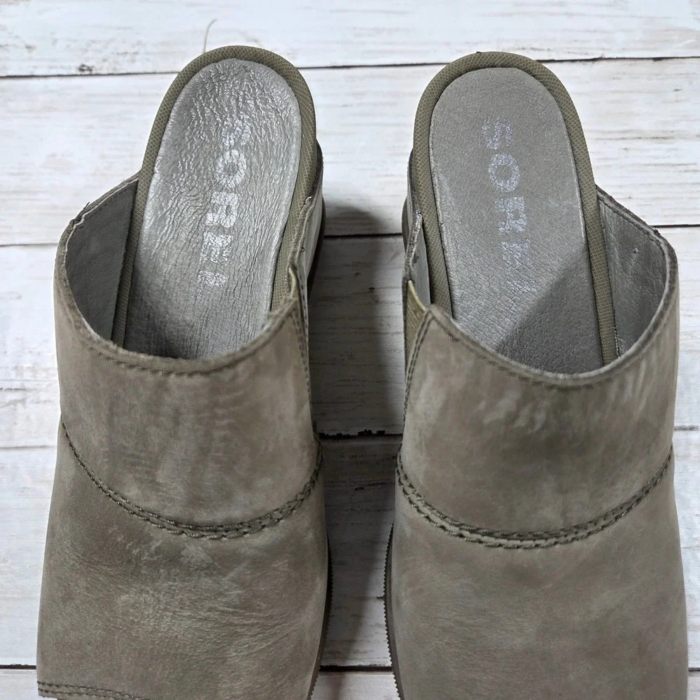 Sorel Joanie II Mule Sandal Peep Toe Wedge Women 8.5 Brown Grey NL3283-365